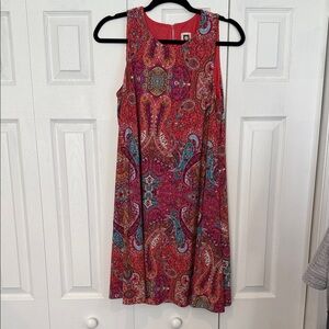 Anne Klein Red and Blue Paisley Midi Dress